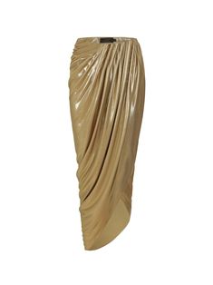 The Amina Skirt is a bold reimagining of traditional tailoring, combining sculptural elegance with fluid modernity. It’s an exquisite statement piece that embodies the brand's commitment to luxury and innovative design. Overall, this gold skirt from NJ is a masterful blend of classic elegance and contemporary design. I Traditional Skirts, Leather Midi Dress, Gold Skirt, Styles Ideas, Color Crafts, Skirt Design, Innovative Design, Mode Fashion, Silhouette Design