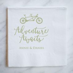 4 Tandem Bike Wedding, Bike Wedding, Custom Wedding Napkins, Tandem Bicycle, Wedding Napkins Personalized, Tandem Bike, Custom Napkins, Traditional Diamond, Custom Ink