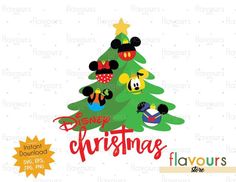 disney christmas tree with mickey mouse and friends on it, in front of a white background