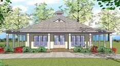 this is an artist's rendering of the front elevation of these small house plans