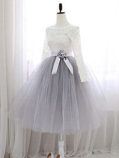 Homecoming Dresses Silver Homecoming Dress, Diner Party, Cheap Homecoming Dresses, Long Sleeve Prom, Graduation Dresses, Lace Homecoming Dresses, Short Prom Dress, Lace Top Long Sleeve, A Line Prom Dresses