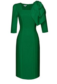 Calgary Cocktail Dress with Bow – Caeli Couture High Neck Long Dress, Dress With Square Neckline, Timeless Dress, Novelty Fabric, Theme Color, Classy Dress Outfits, Emerald City, Coral Dress, Lilac Dress