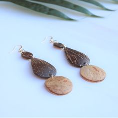 Coconut Shell Teardrop Beach Earrings. Earth-friendly gifts eco friendly gifts for her coconut | Etsy Brown Drop Earrings For Beach, Brown Drop Earrings For The Beach, Brown Earrings For Vacation, Brown Dangle Jewelry For Vacation, Brown Teardrop Earrings For Beach, Brown Teardrop Earrings For The Beach, Coconut Shell Earrings, Wooden Teardrop Earrings, Coconut Earrings