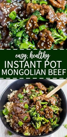 beef and broccoli stir fry with sesame seeds in a bowl