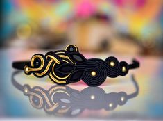 Boho Style Soutache Headband with Colorful Crystals and Leaf Motif ∙ Handmade Art ∙ by nikuske Czech Beads, Brides And Bridesmaids, Heartfelt Gifts, Handmade Design, Hair Accessories Headbands, Elegant Jewelry, Shibori, Beaded Embroidery, Handmade Art