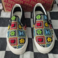 Brand: Vans Style: Slip On Bin: Madd Size: Women 5.5 Color:Brown White Multi Condition:New No Box Comments:Vans Classic Slip On Women 5.5 Embroidered Craft Brown White Multicolor 2022 Please Ask Any Questions Before Purchase. Pet Free Home Smoke Free Home Embroidered Slip-on Sneakers For Summer, Summer Embroidered Slip-on Sneakers, White Sneakers With Appliques For Summer, Casual Sneakers With Appliques For Summer, Casual Sneakers With Spring Appliques, Casual Summer Sneakers With Appliques, Spring Casual Sneakers With Appliques, Spring Sneakers With Multicolor Embroidery And Appliques, Embroidered Sneakers For Spring Streetwear