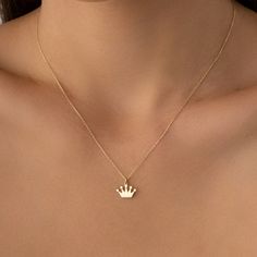 14k Solid Gold Crown Pendant Necklace is chic, elegance, minimalist and meaningful. You can wear Gold Crown Charm alone everyday or you can wear princess necklace for your special day. 14k real gold crown necklace is perfect gift for mother, grandmother, wife, girl friend, valentine, love, sister, daughter, niece or bridesmaid. Crown Necklace can be perfect gift for birthday, anniversary, wedding or to make happy your loved one. If you want engrave an initial or something on crown pendant, pleas Elegant Crown Design Necklace For Gift, Friend Valentine, Bridesmaid Crown, Queen Necklace, Crown Pendant Necklace, Mini Crown, Crown Charm, Crown Pendant, Dainty Initial Necklace