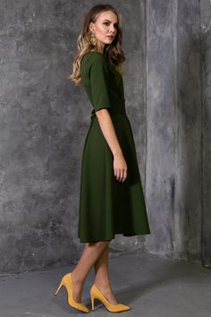 Dark green dress with circle skirts ➤ Features > dress length: 103 cm / 40,5'' - 107 cm / 42,1'' > mid sleeves > rounded neckline > circle skirts ➤ Sizing My Size Guide in FAQ section below will help you define the perfect size match. The item can also be made according to your measurements - just message them to me. ➤ Delivery Your item is made-to-order and will be ready within 2-7 days. Average delivery times: > North America: up to 1-2 weeks > New Zealand, Australia: up to 2 Green V-neck Midi Bridesmaid Dress, Green Bridesmaid Dress Plus Size, Solid Color Midi-length Bridesmaid Dress, Solid Midi Length Bridesmaid Dress, Solid Color Midi Bridesmaid Dress, Fitted V-neck Midi Dress In Dark Green, Fitted Dark Green V-neck Midi Dress, Fitted Dark Green Midi Dress With V-neck, Green A-line Bridesmaid Maxi Dress