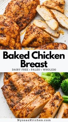 baked chicken breast with broccoli on the side