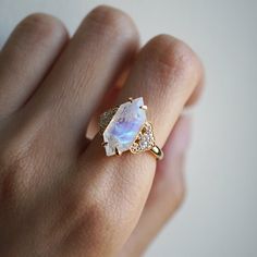 Frozen Moonstone Diamond Ring | Tippy Taste Jewelry Frozen Moonstone Ring, 2 Stone Ring, Fairytale Engagement Rings, Moonstone Wedding Ring, Rainbow Moonstone Engagement Ring, Moonstone Rings, White Stone Ring, Gem Jewelry, Moonstone Engagement Ring