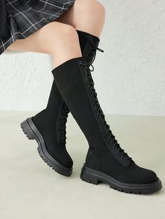 Introducing the must-have footwear for this season - the New Fashion: Slip-On Stretch Knee-High Black Sock Boots. Made with high-quality materials, these boots provide the perfect blend of fashion and comfort. The slip-on design and stretch knee-high fit offer ease of wear, while the timeless black color adds a touch of sophistication to any outfit. Upgrade your shoe collection with these trendy boots. Closure Type : Slip on Type : Sock Boots Color : Black Pattern Type : Plain Toe : Round Toe Heel Height : Mid Heel Heels : Flatform Boots Height Type : Knee Boots Style : Elegant Upper Material : Fabric Lining Material : Fabric Insole Material : PU Leather Outsole Material : Rubber Size Ball Girth Foot Length Heel Height Shaft Height US6 21.15 22.95 5 39 US7 21.8 23.8 5 40 US8 22.45 24.65 5 Black Knee-high Boots With Round Toe For Winter, Black Knee-high Martin Boots For Winter, High-top Knee-high Boots For Fall Streetwear, Black Knee-high Combat Boots With Lug Sole, Trendy Black Knee-high Boots With Round Toe, Knee-high Martin Boots For Winter Streetwear, Fall Black High-top Knee-high Boots, Black Mid-calf Boots For Winter Streetwear, Black Mid-calf Platform Boots For Winter