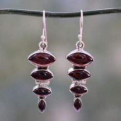 Garnet dangle earring, 'Romantic Quartet' - Garnet Cabochon Dangle Earrings Set… Turquoise Earrings Dangle, Fancy Jewelry, Earring Crafts, Turquoise Earrings, Hook Earrings, Stone Earrings, Earrings Set, Amazing Jewelry, Earring Set