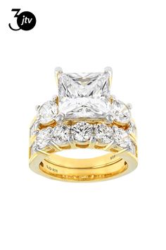 Charles Winston for Bella Luce �� white diamond simulant 14.72ctw Scintillant Cut �� baguette, square, and round, Eterno ��� 18k yellow gold over sterling silver ring with band. Measures approximately 1/2"L x 3/16"W and is not sizeable. The diamond equivalent weight is 8.59ctw. Cubic Zirconia Square Cut Diamond Ring, Square Cut Cubic Zirconia Diamond Ring, Classic Cubic Zirconia Ring, Square Cut Brilliant Cubic Zirconia Ring, Square Cut Fine Jewelry For Wedding, Square Cut Cubic Zirconia Ring With Diamond Accents, Luxury Cubic Zirconia Emerald Cut Jewelry, Square Cut Jewelry With Diamond Accents For Wedding, Square Cut Diamond Jewelry