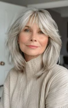 Medium Length Hair With Side Bangs, Grey Hair Remedies, Blonde Style, 60 Hair, Grey Hair Over 50, Bangs For Round Face, Hair Mistakes, Medium Bob