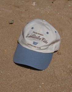 La Dolce Vita' hat dad cap, Italian cafe culture cappuccino hat. Two toned blue & cream dad cap, satin interior ball cap. Embroidered women's Italy baseball cap What To Wear In Italy, Cap Store, Hat Aesthetic, Italian Cafe, Vintage Baseball Caps, Summer Cap, Dad Cap, Vintage Cap, Shirt Print Design