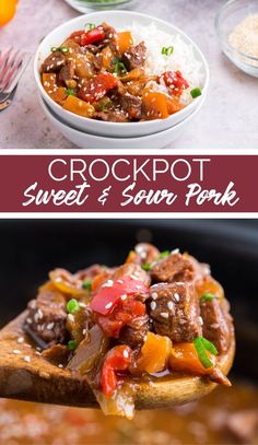 crockpot sweet and saunch pork with rice