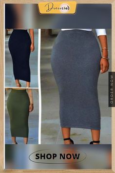 Lady Women Summer Casual Bodycon Pure Color Plain Maxi Long Pencil Skirt Casual Bodycon Skirt For Work, Casual Bodycon Pencil Skirt, Trendy Fitted Long Pencil Skirt, Casual Bodycon Knee-length Skirt, Casual High Waist Bodycon Skirt, Casual Bodycon Skirt For Spring, Spring Casual Bodycon Skirt, Casual Bodycon Knee-length Pencil Skirt, Trendy Bodycon Pencil Skirt