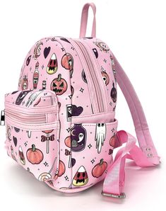 The perfect blend of spooky and sweet, designed to add a touch of enchanting style to your Halloween festivities! Whether you're collecting candy, attending a costume party, or simply embracing the magic of the season, this backpack is here to complement your charmingly eerie look. Get ready to enchant everyone with your adorable yet spooky style by grabbing your own Girly Halloween Backpack. Order now to add a touch of bewitching charm to your Halloween adventures. Whether you're exploring haunted houses or simply enjoying the autumn ambiance, this backpack is your perfect companion for a spellbindingly stylish Halloween! Dimensions: 9 x 5 x 9.5 inches Halloween Themed Travel Backpack, Themed Halloween Travel Backpack, Themed Backpack For Everyday Use And Halloween, Cute Backpack For Back To School And Theme Park, Cute Halloween Travel Backpack, Halloween Standard Backpack With Zipper Closure, Cute Halloween School Backpack, Black Halloween Novelty Backpack, Cute Halloween Backpack For Everyday Use