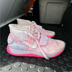 Nike Kd 12 Aunt Pearl - Pink And White #Basketball#Shoes. 9men10.5women Pink Low-top Basketball Shoes, Lace-up Basketball Shoes With Abzorb Midsole, Nike High-top Basketball Shoes For Light Sports, Basketball Shoes With Abzorb Midsole And Lace-up Design, Pink Synthetic Basketball Shoes With Abzorb Midsole, Nike Basketball Shoes With Abzorb Midsole, Nike Basketball Sneakers With Rubber Sole, Nike Custom Basketball Sneakers, Nike Basketball Shoes With Cushioned Footbed And Round Toe