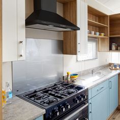 a stove top oven sitting inside of a kitchen