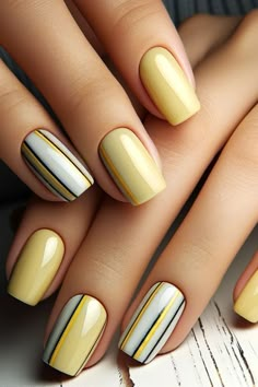 Yellow Nail Art, Yellow Nails Design, Yellow Nail, Hello Nails, Fancy Nails Designs, Vibrant Nails, Nails 2024, Neutral Nails, 2024 Trends