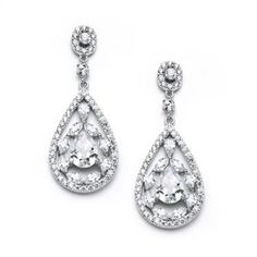 "Gold, Rose Gold or Silver Platinum Plated! Please specify Color Choice! These 1 3/4\" h x 3/4\" w Cubic Zirconia earrings have a gorgeous mosaic pattern of pears & baby marquise framed by micro pave Cubic Zirconias. These delicate silver Platinum plated earrings add sparkle & glamour to weddings, or any special occasion! Bridesmaid or gifts for any special person! subject to availability Quantities available pending confirmation Non refundableStore credit only expedited shipping is avai Mosaic Earrings, Teardrop Bridal Earrings, Pearl Bangle Bracelet, Bridal Necklace Set, Bridal Fashion Jewelry, Jewelry Post, Mosaic Pattern, Prom Jewelry, Wedding Belts