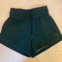 Brand New Shorts With Thick Elastic Waist Band Perfect For Comfort. Beautiful Dark Green Color Dark Green Jeans, Black Spandex Shorts, Rita Ora Adidas, Adidas Activewear, Green Adidas, Dark Green Color, Green Jeans, Adidas Shorts, Spandex Shorts