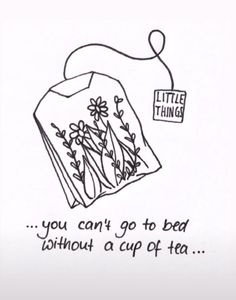 a drawing of a tea bag with flowers on it