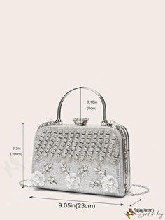 BirdinBag - Glamorous Floral Rhinestone Box Bag: Ideal Bridal Purse for Weddings, Proms & Parties Bridal Purse, Word Wrap, Box Bag, Floral Applique, Prom Party, Evening Bags, Bag Lady, Prom, Purse