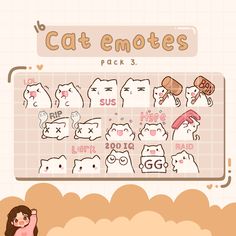 the cat emotes pack 3 is shown in this screenshot from an iphone game