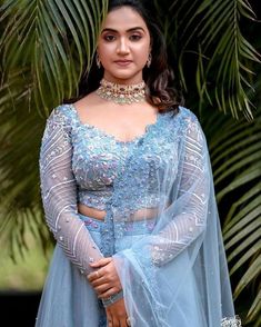 Reception Attire For Bride, Engegment Dresses For Women, Blue Reception Dress, Banaras Lehenga, Wedding Matching Outfits, Blue Reception, Telugu Culture, Eesha Rebba