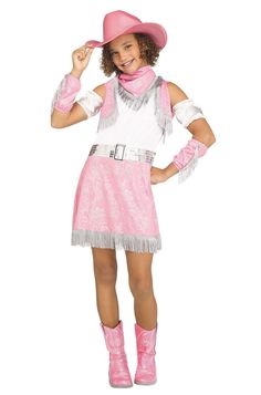 Dress with belt, Neckerchief, Hat Sparkle Cowgirl Child Costume Product Description: Dress with belt Neckerchief Hat Manufacturer's Size Chart: Returns: To receive return instructions, please open a return request through eBay. Most returns are processed within 1-2 weeks from the day we get it back. All shipping charges (original and return shipping) are the buyer’s responsibility. Returns may take a little longer to process during Halloween season. Item is not eligible for return if: It is past 30 days since you received it. Item is used or altered it in any way. Item was sealed, but is now open. Item became damaged after you tried it on. A 20% restocking fee will apply if: Item is returned to sender, undeliverable, or refused. Please note that we can't view notes or comments on orders. Y Sparkle Cowgirl, Pink Cowgirl Hat, Western Girls, Western Costumes, Pink Sleeveless Dress, Pink Cowgirl, Western Girl, Theatre Costumes, Cowgirl Hat