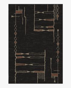 a black and brown rug with different shapes