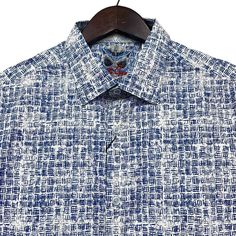 Description: * Robert Graham Men's Long Sleeve Button Front Shirt Jaskier Blue Geometric Flip Cuff * 98% Cotton, 2% Spandex * Size Large, Classic Fit (Please See Measurements In The Description Before Purchasing) * Made In India * New With Tags Measurements: * Sleeve Length (Shoulder Seam To Cuff): 9 1/2 Inches * Chest (Armpit To Armpit): 23 1/2 Inches * Length (Base Of Back Collar To Bottom Edge): 31 Inches Casual Navy Long Sleeve Dress Shirt, Navy Slim Fit Shirt For Summer, Navy Shirt For Business Casual In Spring, Navy Shirt For Business Casual Spring, Navy Shirt For Business Casual Spring Occasion, Navy Business Casual Shirt For Spring, Casual Navy Button-up Dress Shirt, Navy Formal Shirt For Spring, Navy Casual Shirt For Business