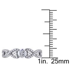 an image of a diamond ring with measurements for the size and width in front of it