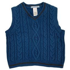 Janie and Jack NWT Pullover Sweater Vest Size 12-18 Months Blue Cable Knit $42.00, 100% Cotton Measured Chest: 12” Length: 12.5” Blue Cotton Textured Knit Sweater, Blue Textured Knit Cotton Sweater, Blue Cotton Knit Sweater, Blue Knitted Cotton Sweater, Blue Knitted Cotton Tops, Navy Cotton Textured Knit Sweater, Casual Navy Knitted Sweater, Blue Cotton Crew Neck Sweater Vest, Blue Cotton Sweater Vest With Crew Neck