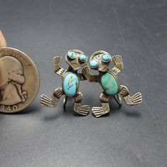 "VINTAGE NAVAJO FROG EARRINGS DESCRIPTION: These delightful earrings will be a cherished addition to your collection of quality vintage Native American jewelry. MEASUREMENTS: Earrings measure 7/8\" x 3/4\" WEIGHT: 5.7 grams SIGNED: no STERLING: yes, stamped STERLING" Vintage Sterling Silver Clip-on Earrings For Gift, Mid-century Handmade Earrings As Gift, Handmade Mid-century Earrings As Gift, Handmade Mid-century Style Earrings For Gifts, Handmade Vintage Sterling Silver Clip-on Earrings, Collectible Retro Clip-on Jewelry, Vintage Sterling Silver Clip-on Earrings, Vintage Nickel-free Clip-on Earrings For Anniversary, Vintage Handmade Earrings For Anniversary