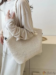 Bird in Bag - Colored Large Capacity Simple Single Shoulder Tote Casual Woven Shoulder Bag, Casual Neutral Shoulder Bag For Summer, Casual Cream Shoulder Bag For Spring, Casual Neutral Shoulder Bag For Beach, Casual Neutral Bags For Spring, Casual Neutral Shoulder Bag For Spring, Spring Casual Neutral Bag, Bird In Bag, Shoulder Tote