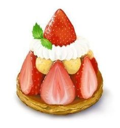 a piece of cake with strawberries on top