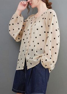 Elegant Apricot Loose Button Print Fall Dot Long sleeve TopsFabric: Cotton 45%, Linen 55%Size & Fit: Fit: This garment fits true to size.Length: Size M measures 24.57"from shoulder to hemBust: Great for any cup size. Waist: Loose Fit. Comfortable room throughout midsection.Hip: Loose Fit - room for hips. Hand Wash Cold. Casual Lantern Sleeve Blouse With Buttons, Polka Dot Long Sleeve Blouse With Button Closure, Long Sleeve Polka-dot Blouse With Button Closure, Polka Dot Button-up Blouse For Fall, Spring Polka Dot Tops With Buttons, Polka Dot Blouse With Button Closure For Fall, Fall Polka Dot Blouse With Button Closure, Fall Polka Dot Pattern Blouse With Button Closure, Spring Polka Dot Blouse With Button Closure