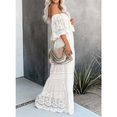 Elegant White High Waist Open Back One-Shoulder Lace Dress sold by girl clothing on Storenvy White Maxi Off-shoulder Dress For Party, Maxi Length Off Shoulder Dress For Brunch, Casual White Off-shoulder Dress, Chic White Maxi Length Off Shoulder Dress, Flowy Off-shoulder Maxi Dress, Maxi Length Off Shoulder Dress For Day Out, Elegant Sleeveless Off Shoulder Dress For Vacation, Chic Off-shoulder Maxi Dress For Beach, Chic White Off-shoulder Maxi Dress