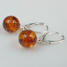 Big Round Amber Earrings. Sterling Silver 925. Amber Round - Etsy Multicolor Earrings, Oval Earrings, Amber Earrings, Natural Amber, Oval Earring, Amber Necklace, Amber Beads, Amber Jewelry, Bead Earrings