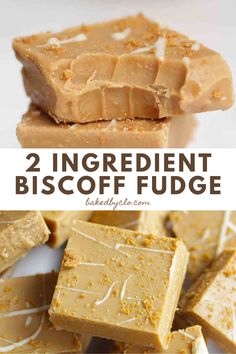 two ingredient biscoff fudge with text overlay that reads, 2 ingredient biscoff fudge