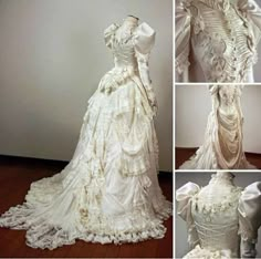 Retro Wedding Dresses Puffy Long Sleeve Ruffles Pleated Princess Bridal Gowns | eBay Victorian Royal Wedding Dress, Antebellum Dress, Victorian Style Dresses, Wedding Dresses Puffy, Historical Wedding Dresses, Dresses Puffy, Retro Wedding Dresses, Puffy Wedding Dresses, Wedding Dress Satin