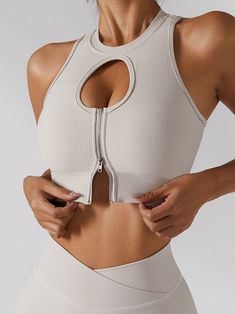 78% Nylon . 22% Spandex Built-in Bra with Removable Pads Designed with zipper for function and style Cut-out design provides a breezy feel and stylish look Soft. comfortable. skin friendly 4-way stretch. breathable and sweat-wicking Perfect for both sports activities and daily life Halter Dress Short, Workout Bra, Body Skirt, Yoga Tank Top, Tube Top Dress, Evening Dresses Short, Yoga Tank, Yoga Tank Tops, Maxi Dress Cocktail