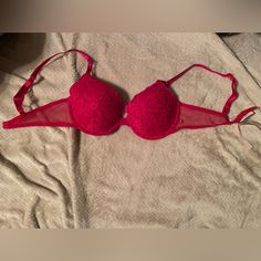 Size 34 C, Nwt Red Fitted Push-up Bra, Fitted Red Push-up Bra, Victoria's Secret Red Lined Bra, Red Fitted Bra With Padded Cups, Fitted Red Bra With Padded Cups, Fitted Red Underwire Bra, Balconet Bra, Underwire Sports Bras, Pink Lace Bralette