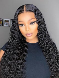 Deep Wave Glueless Wig Human Hair Wear Go Pre Cut Lace Closure Wig - CurlyMe Hair Glueless Wigs, Deep Wave Hairstyles, Deep Curly, Colored Wigs, Wave Hair, Lace Closure Wig, Human Hair Lace Wigs, Hair Wear, Hair Quality