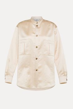 FORTE FORTE Contemporary Duchesse Collar Shirt Metal Buttons Ivory Composition: 100% Polyester Color: Ivory Fit: True to Size Collar Shirt, Color Ivory, Metal Buttons, Collar Shirts, Final Sale, Composition, Womens Tops, Collar, Color