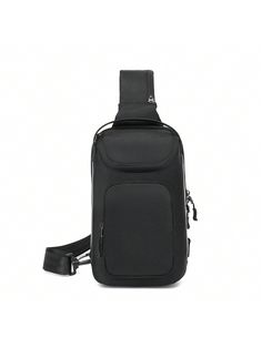 Crossbody Sling Shoulder Bag Travel Hiking Chest Bag Daypack Black     Colorblock,Plain    Men Bags, size features are:Bust: ,Length: ,Sleeve Length: Black Chest Backpack With Cell Phone Pocket, Black Chest Bag Backpack For Mobile Phone, Black Backpack With Mobile Phone Bag For Outdoor, Functional Black Backpack With Mobile Phone Bag, Black Rectangular Chest Bag For Outdoor Activities, Black Portable Chest Bag For School, Multifunctional Black Chest Bag Backpack, Black Rectangular Chest Bag For Outdoors, Rectangular Anti-theft Chest Bag For School