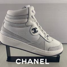 Chanel Icon 2022 Ss Sneakers. High Top White Cc Sneaker. Sold Out Everywhere. Sz 38.5 Fits Like 8.5-9. I’m Normally A Sz 9 And They Fit Perfectly. Worn Just A Few Times, Great Condition. No Scuffs/Defects. Includes Box And Dust Bags. Chanel Trainers, Chanel Icon, Chanel 2021, Sneakers High Top, Chanel #1, Shoes Chanel, Chanel Sneakers, Hightop Sneakers, Chanel Tweed